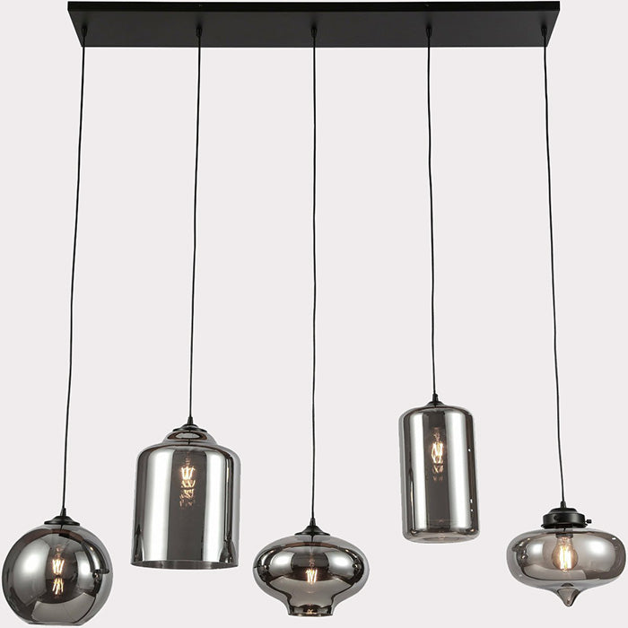 Ava Smoke Glas 5-Licht Mix Hanglamp