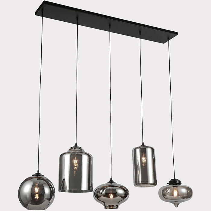 Ava Smoke Glas 5-Licht Mix Hanglamp