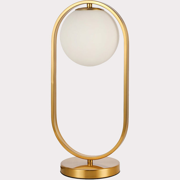 Gouden Emma tafellamp met witte bol