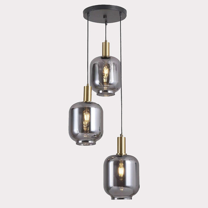 Lily 3-Licht Smoke Goud Rond Hanglamp