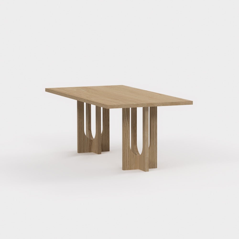 Eiken eettafel Oba plus poten minimalistisch zijkant