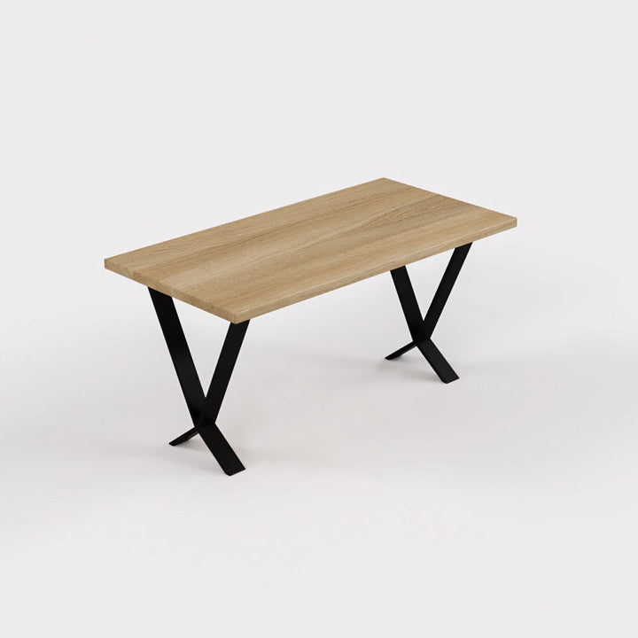 Thimalo eettafel Jean eiken 4 cm dik stalen lage X vorm poten